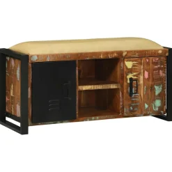 vidaXL Bank Kast Multikleur 100 x 35 x 50 cm Massief gerecycled hout