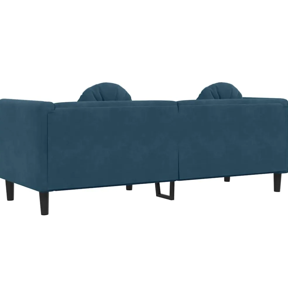 vidaXL Bank met kussens 3-zits fluweel blauw