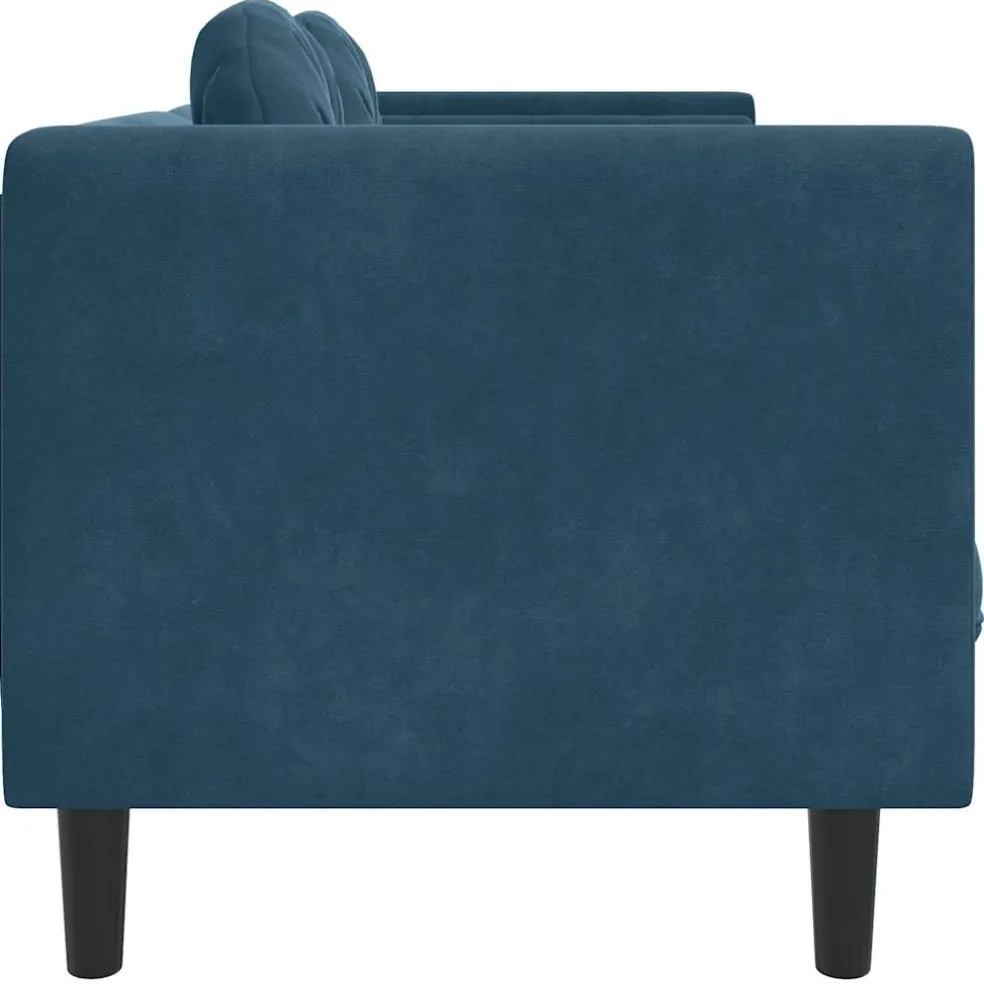 vidaXL Bank met kussens 3-zits fluweel blauw