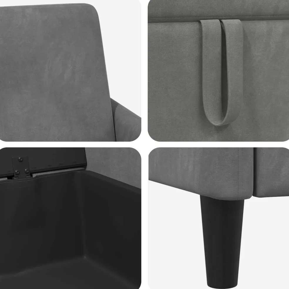 vidaXL Bank met opslag Donkergrijs 72 x 78 x 87 cm Polyester