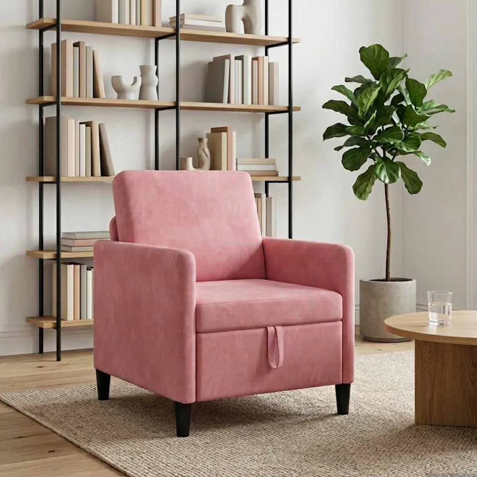 vidaXL Bank met opslag Roze 72 x 78 x 87 cm Polyester