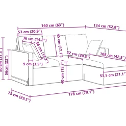 vidaXL Bank Roze 178 x 134 x 80 cm Fluweel