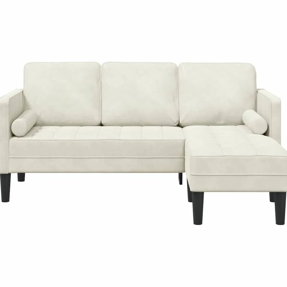 vidaXL Bankstel met kussen Crème Polyester