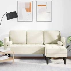 vidaXL Bankstel met kussen Crème Polyester