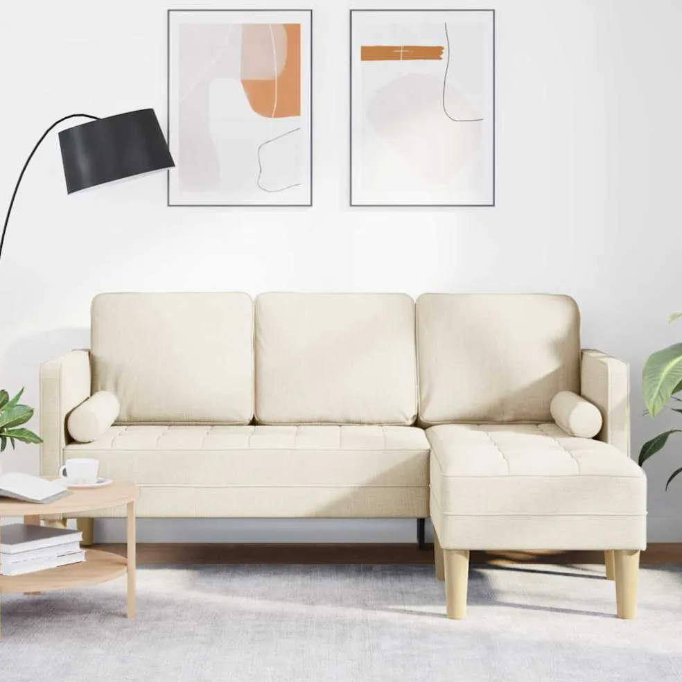 vidaXL Bankstel met kussen Linnen Polyester