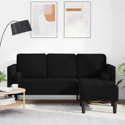 vidaXL Bankstel met kussen Zwart Polyester