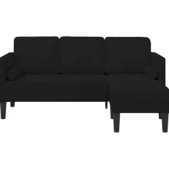 vidaXL Bankstel met kussen Zwart Polyester