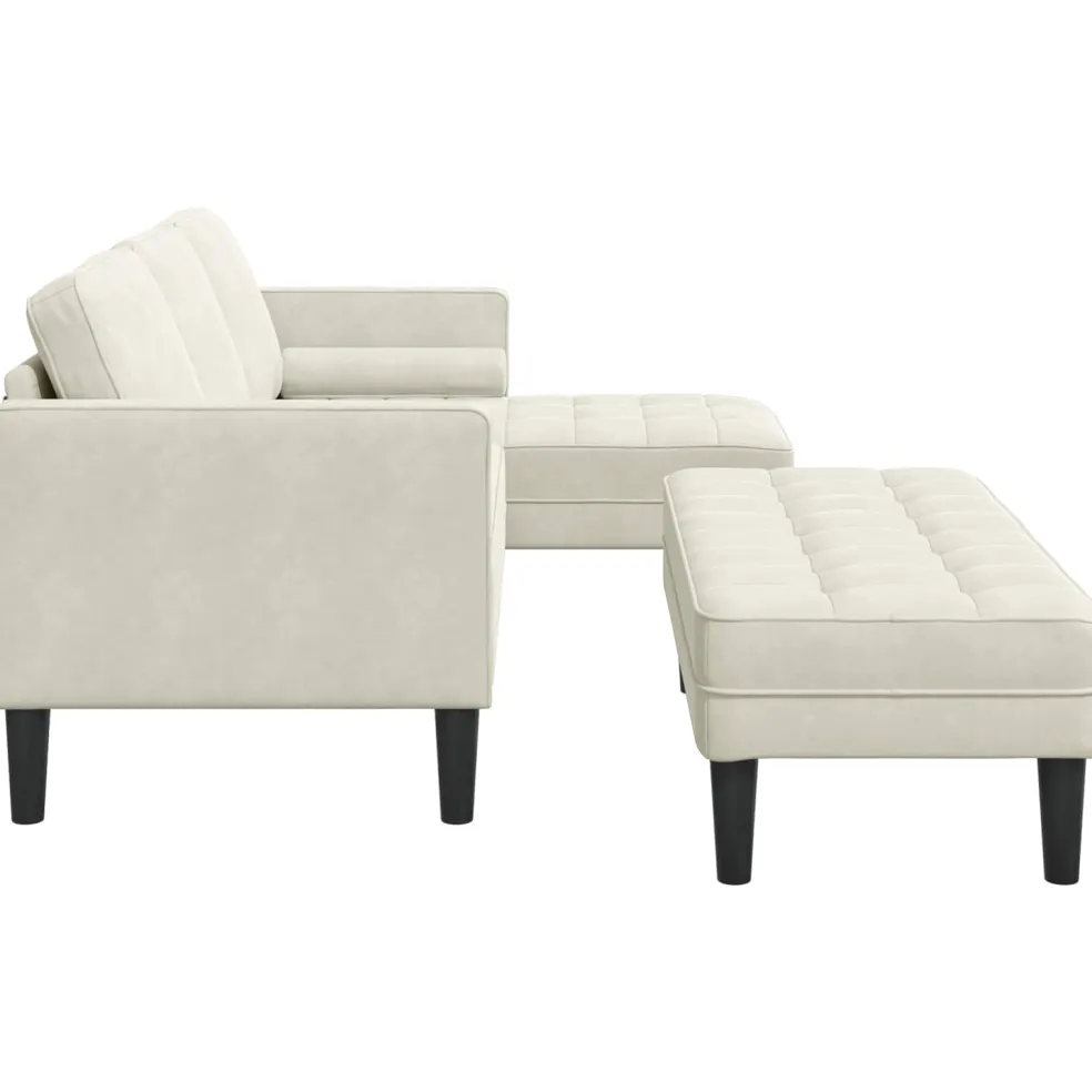 vidaXL Bankstel 2 st Crème Polyester