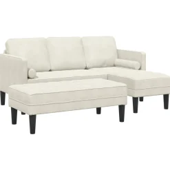vidaXL Bankstel 2 st Crème Polyester