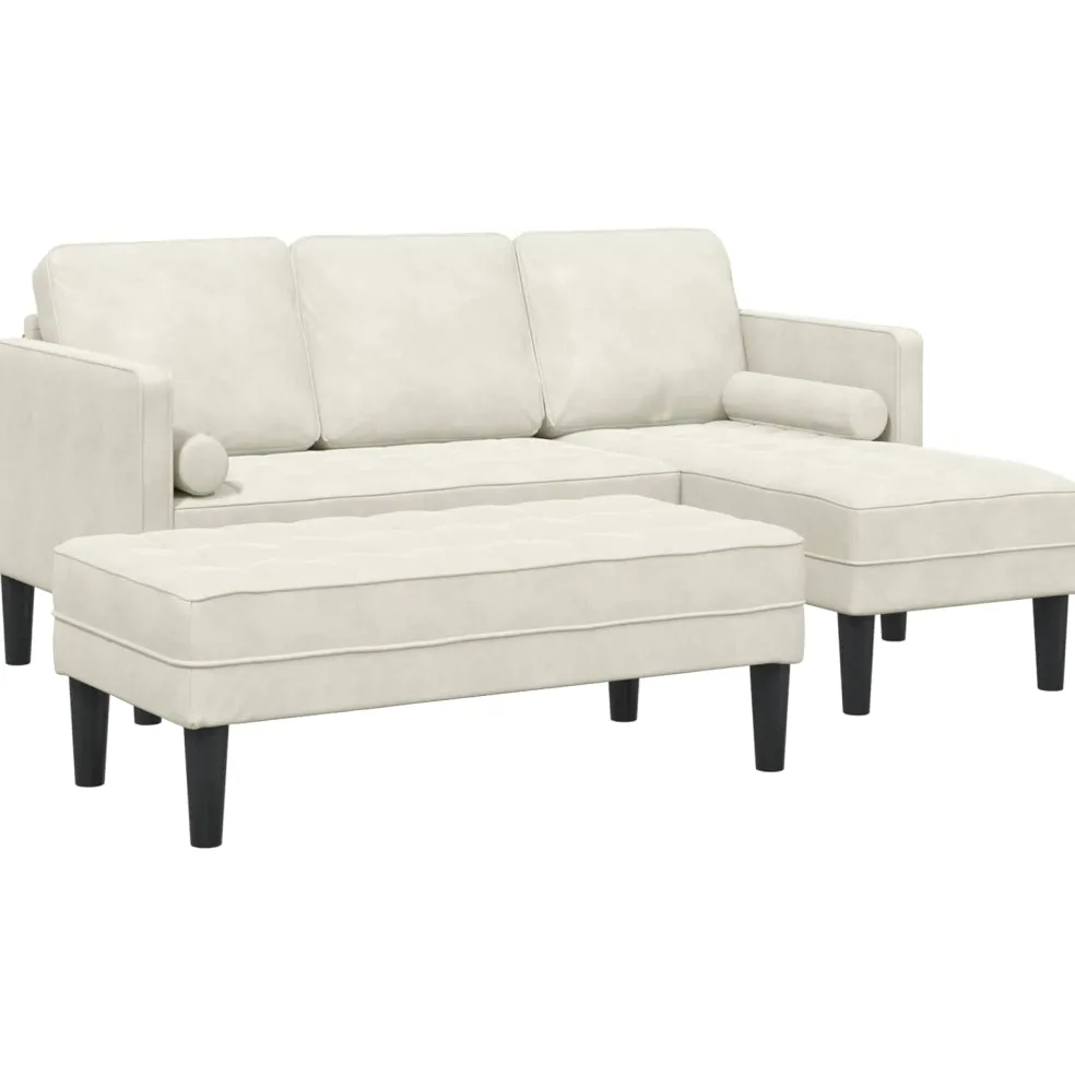 vidaXL Bankstel 2 st Crème Polyester