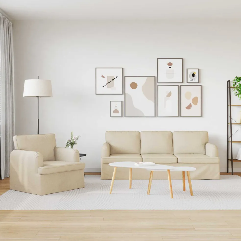 vidaXL Bankstel 2 st Crème Stof