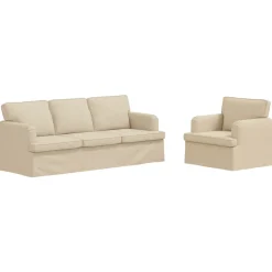 vidaXL Bankstel 2 st Crème Stof
