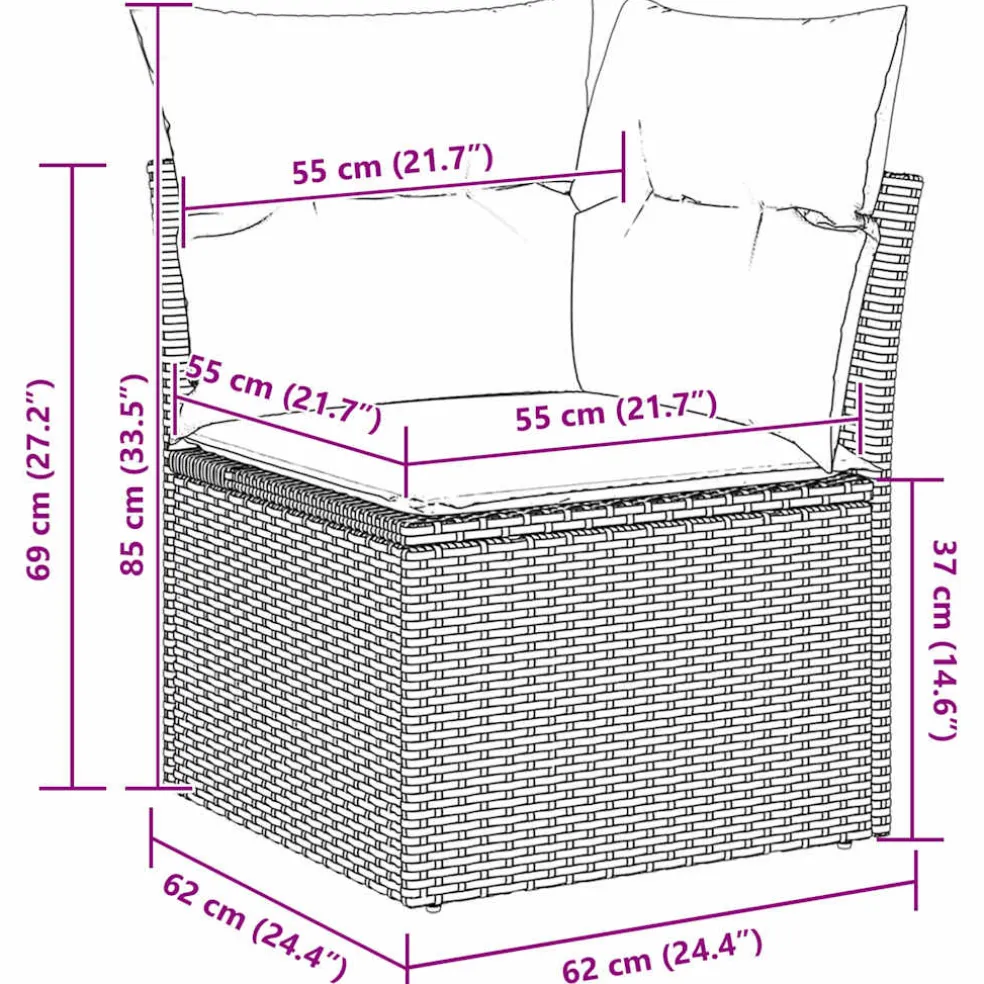vidaXL Bankstel 8 st Grijs poly rattan