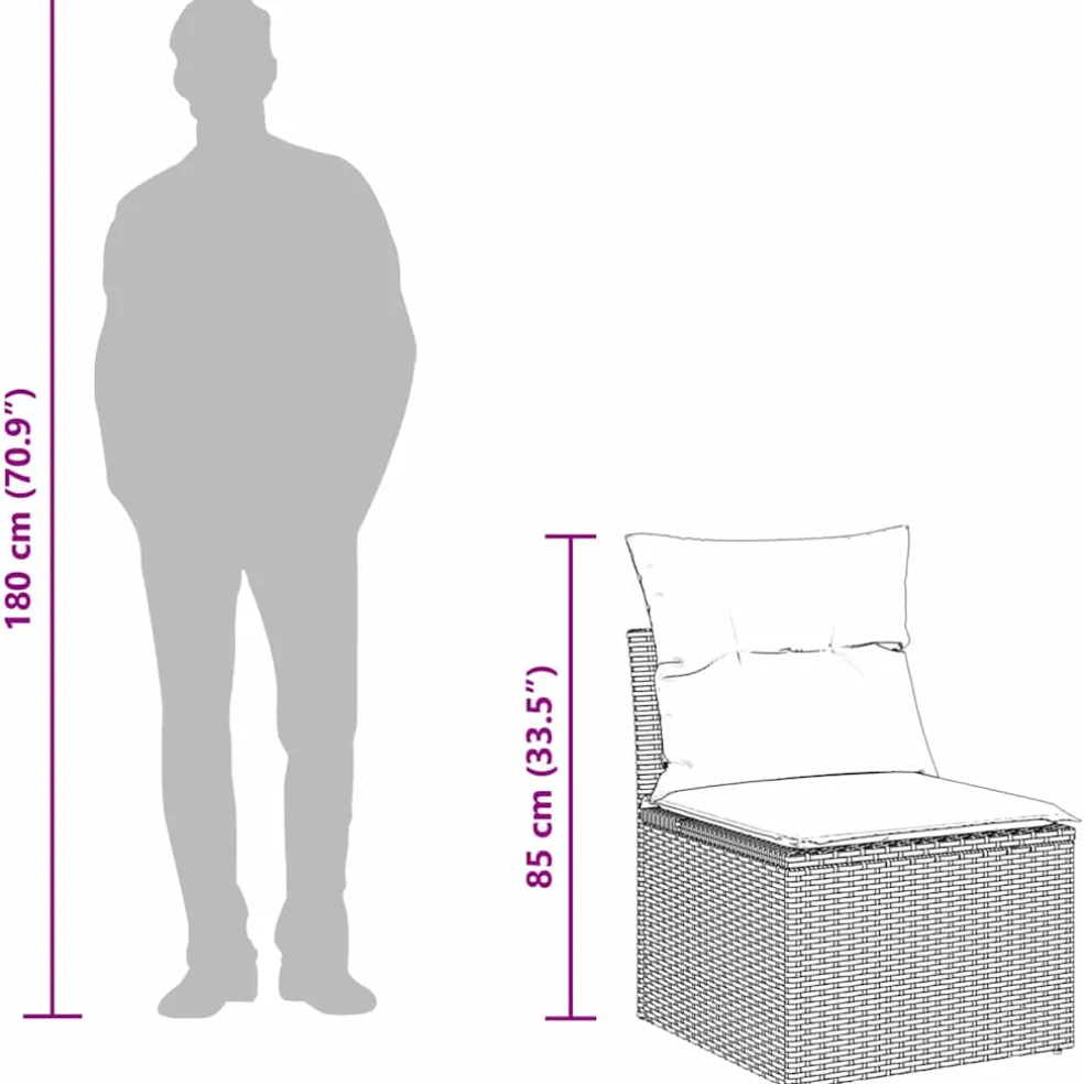 vidaXL Bankstel 8 st Grijs poly rattan