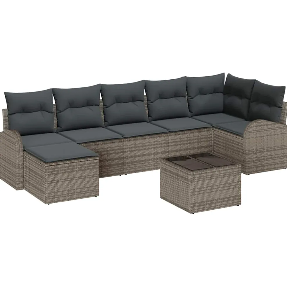 vidaXL Bankstel 8 st Grijs poly rattan