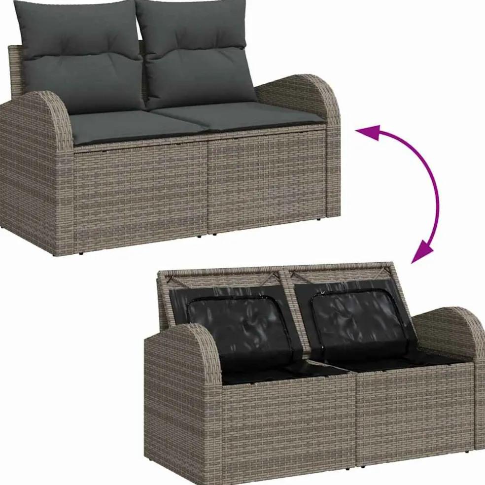 vidaXL Bankstel 8 st Grijs poly rattan