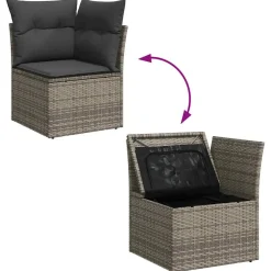 vidaXL Bankstel 8 st Grijs poly rattan