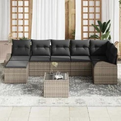 vidaXL Bankstel 8 st Grijs poly rattan