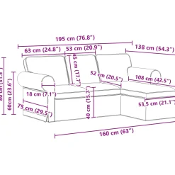 vidaXL Bank Taupe 195 x 138 x 80 cm Stof