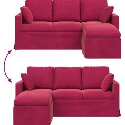 vidaXL Bank Wijnrood 178 x 134 x 80 cm Fluweel