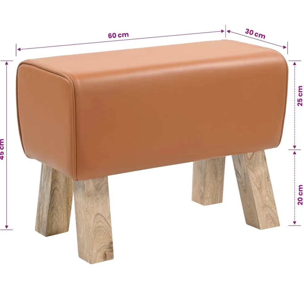 vidaXL Bank 60 x 30 x 45 cm Echt Leer Bruin