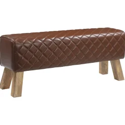 vidaXL Bank 110 x 30 x 45 cm Echt Leer Bruine diamant