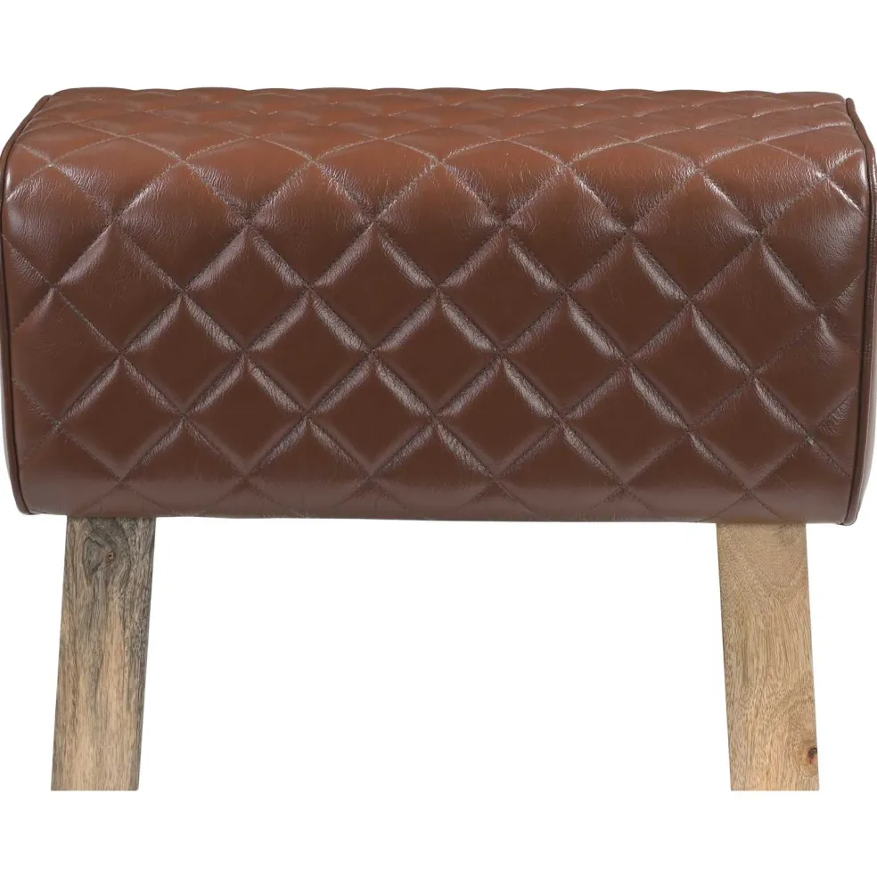 vidaXL Bank 60 x 30 x 45 cm Echt Leer Bruine diamant