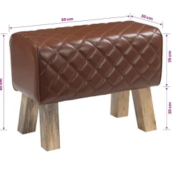 vidaXL Bank 60 x 30 x 45 cm Echt Leer Bruine diamant