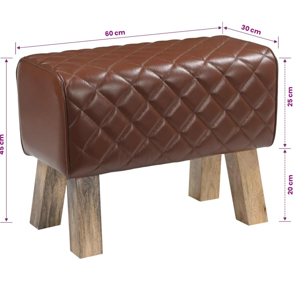 vidaXL Bank 60 x 30 x 45 cm Echt Leer Bruine diamant