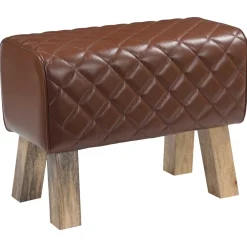 vidaXL Bank 60 x 30 x 45 cm Echt Leer Bruine diamant