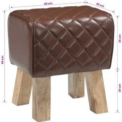 vidaXL Bank 40 x 30 x 45 cm Echt Leer Bruine diamant