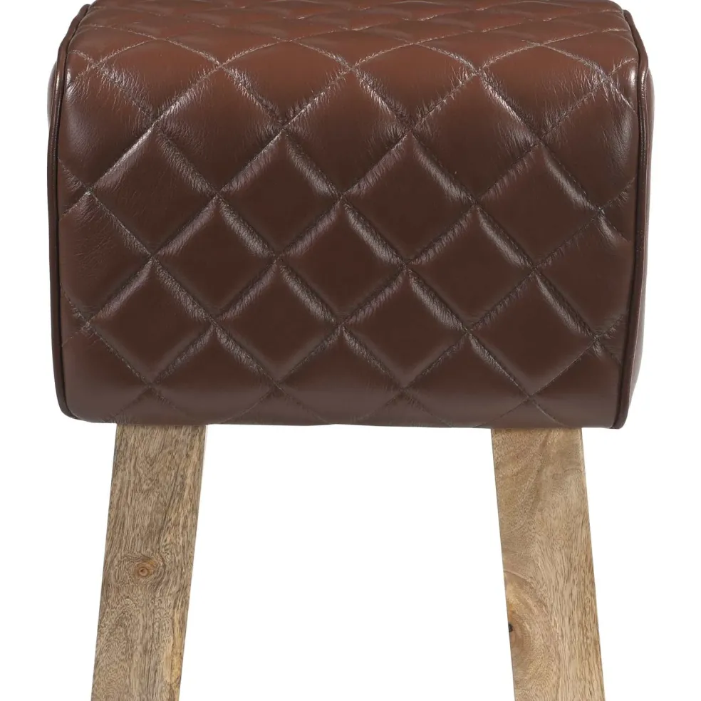 vidaXL Bank 40 x 30 x 45 cm Echt Leer Bruine diamant