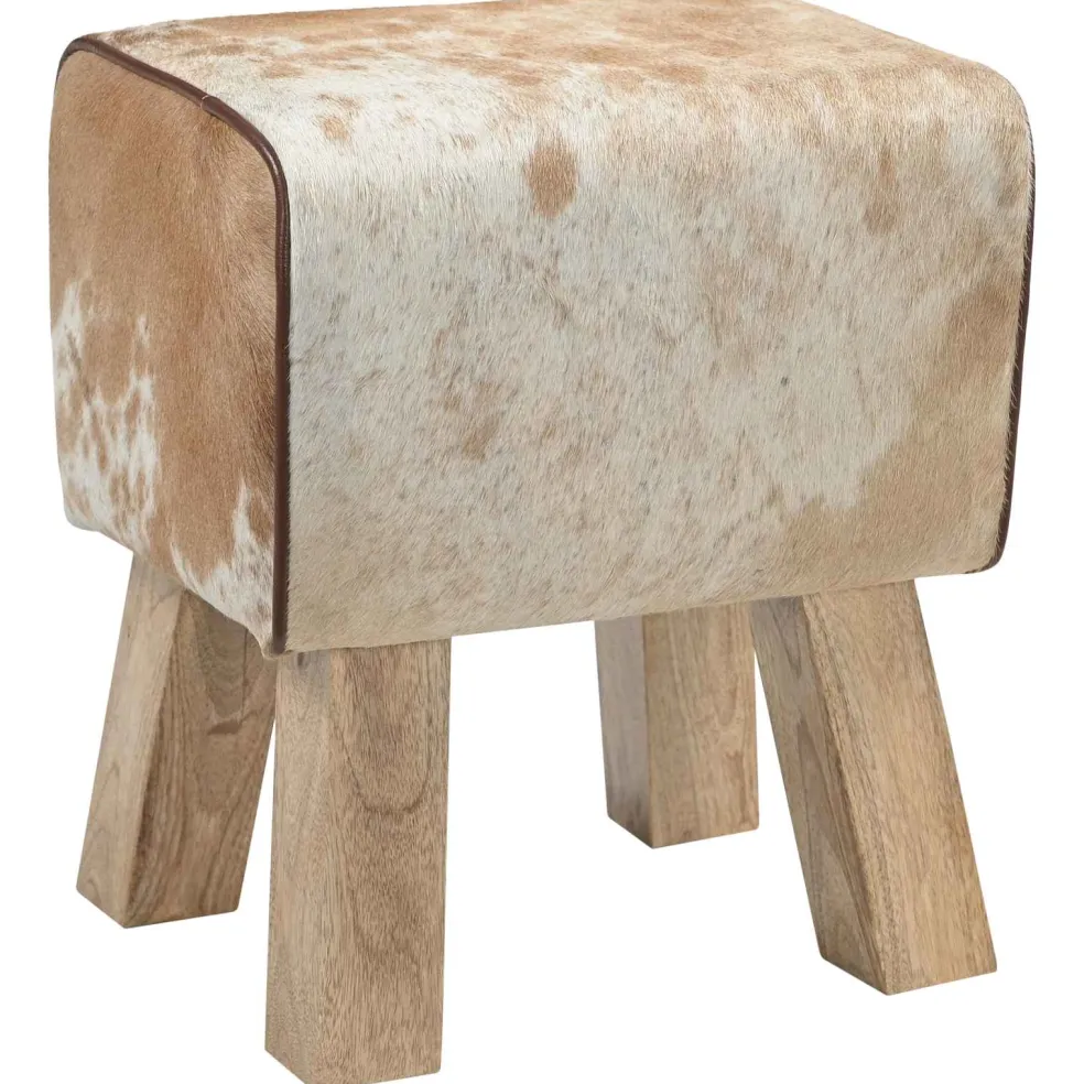 vidaXL Bank 40 x 30 x 45 cm Echt Leer Bruin en wit