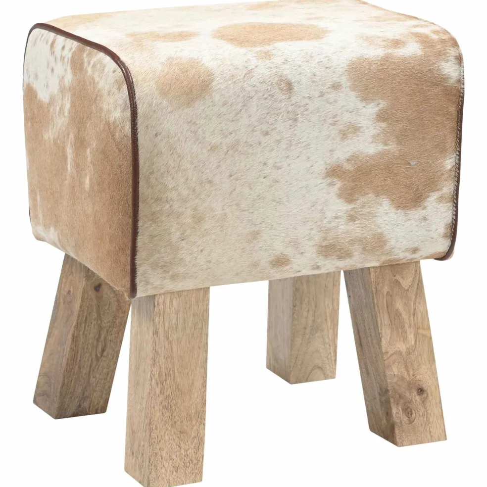 vidaXL Bank 40 x 30 x 45 cm Echt Leer Bruin en wit
