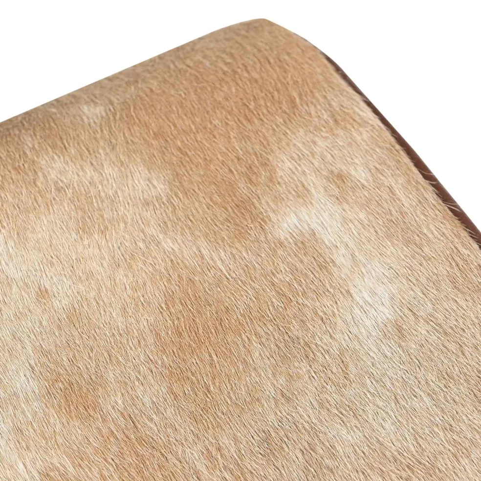 vidaXL Bank 40 x 30 x 45 cm Echt Leer Bruin en wit