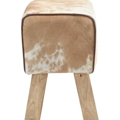 vidaXL Bank 40 x 30 x 45 cm Echt Leer Bruin en wit