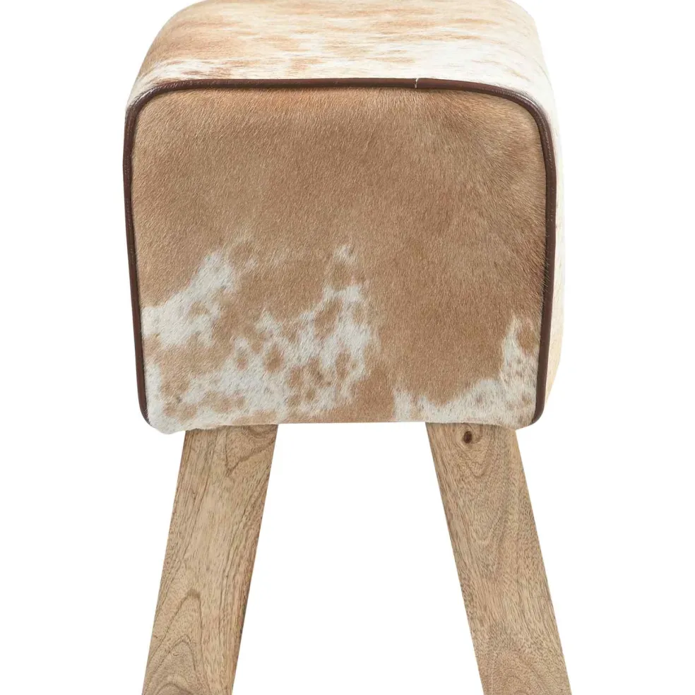 vidaXL Bank 40 x 30 x 45 cm Echt Leer Bruin en wit