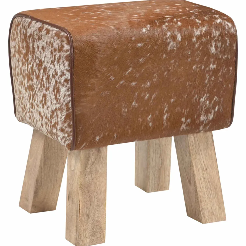 vidaXL Bank 40 x 30 x 45 cm Echt Leer Bruin en wit
