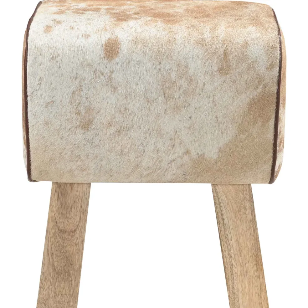 vidaXL Bank 40 x 30 x 45 cm Echt Leer Bruin en wit
