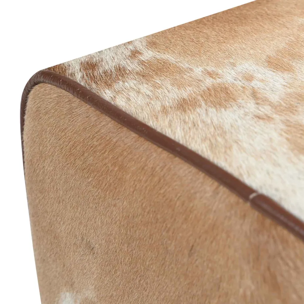 vidaXL Bank 40 x 30 x 45 cm Echt Leer Bruin en wit