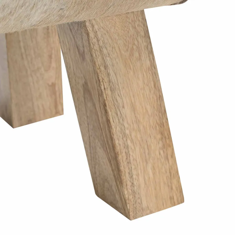 vidaXL Bank 40 x 30 x 45 cm Echt Leer Bruin en wit