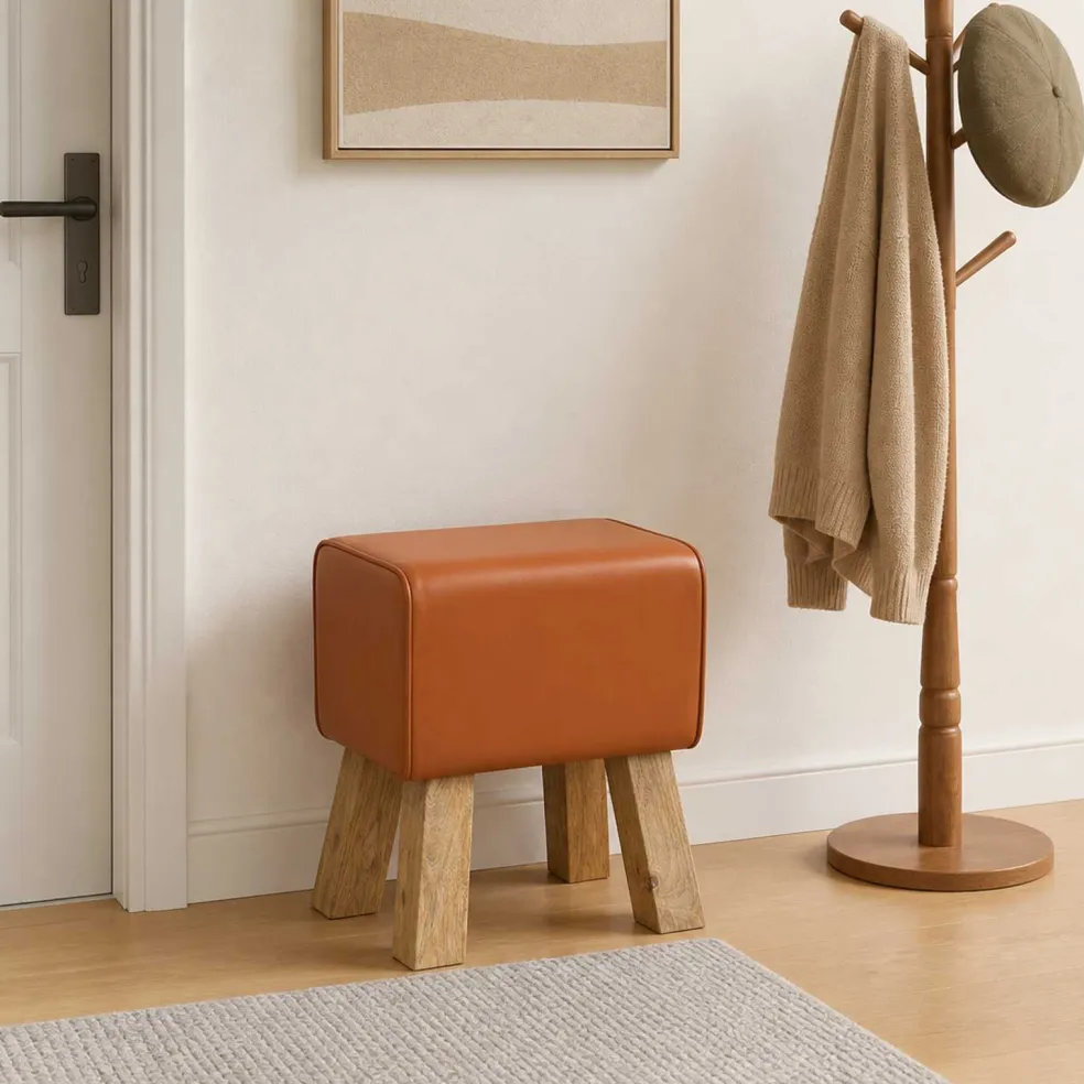 vidaXL Bank 40 x 30 x 45 cm Echt Leer Bruin