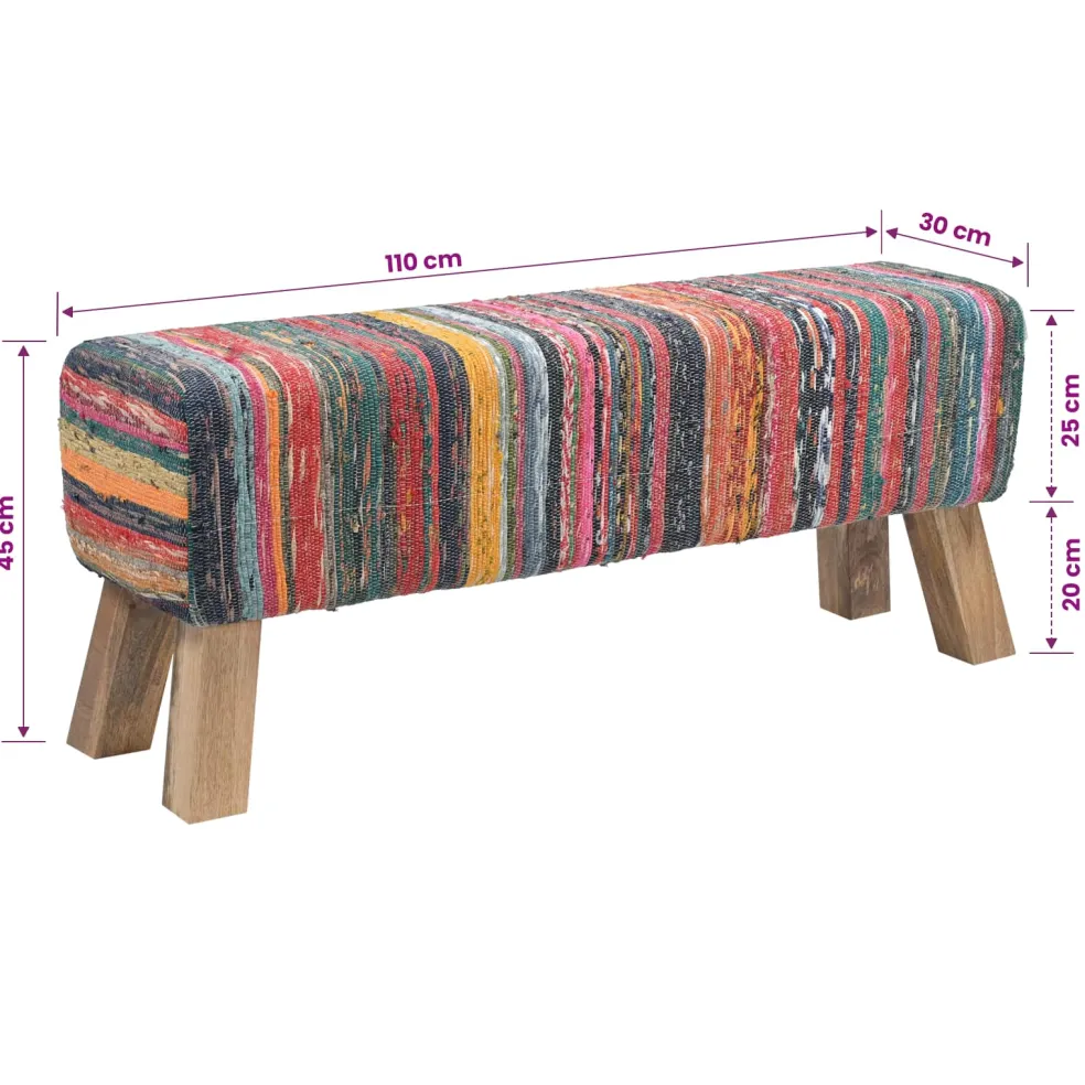 vidaXL Bank 110 x 30 x 45 cm Echt Leer Meerkleurig