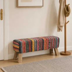 vidaXL Bank 110 x 30 x 45 cm Echt Leer Meerkleurig