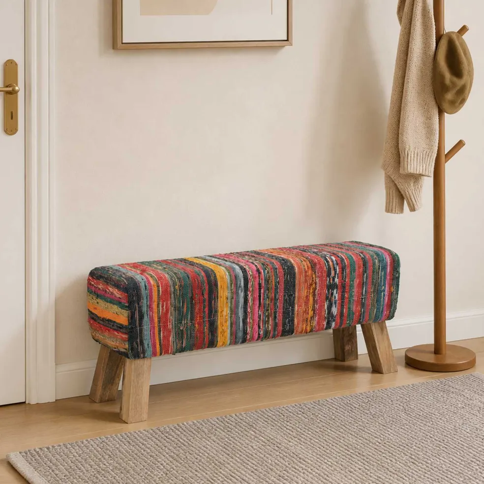 vidaXL Bank 110 x 30 x 45 cm Echt Leer Meerkleurig