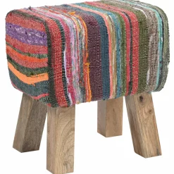 vidaXL Bank 40 x 30 x 45 cm Echt Leer Meerkleurig