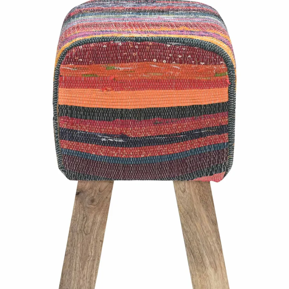 vidaXL Bank 40 x 30 x 45 cm Echt Leer Meerkleurig