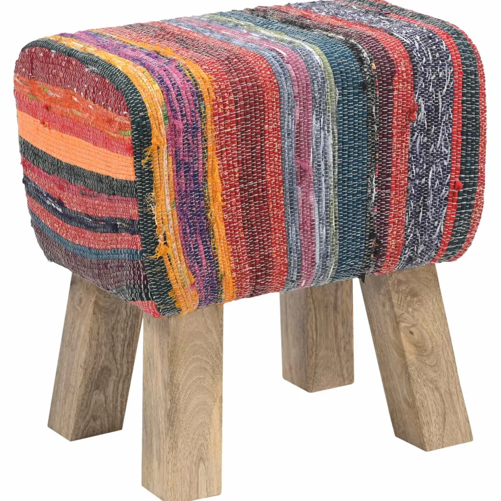 vidaXL Bank 40 x 30 x 45 cm Echt Leer Meerkleurig