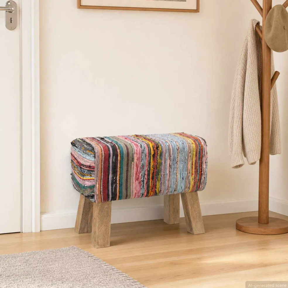 vidaXL Bank 60 x 30 x 45 cm Echt Leer Meerkleurig