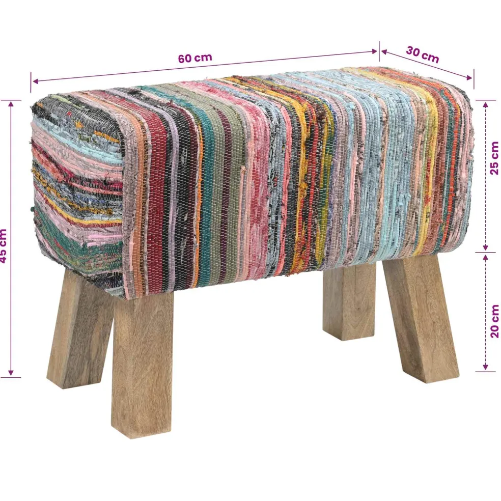 vidaXL Bank 60 x 30 x 45 cm Echt Leer Meerkleurig